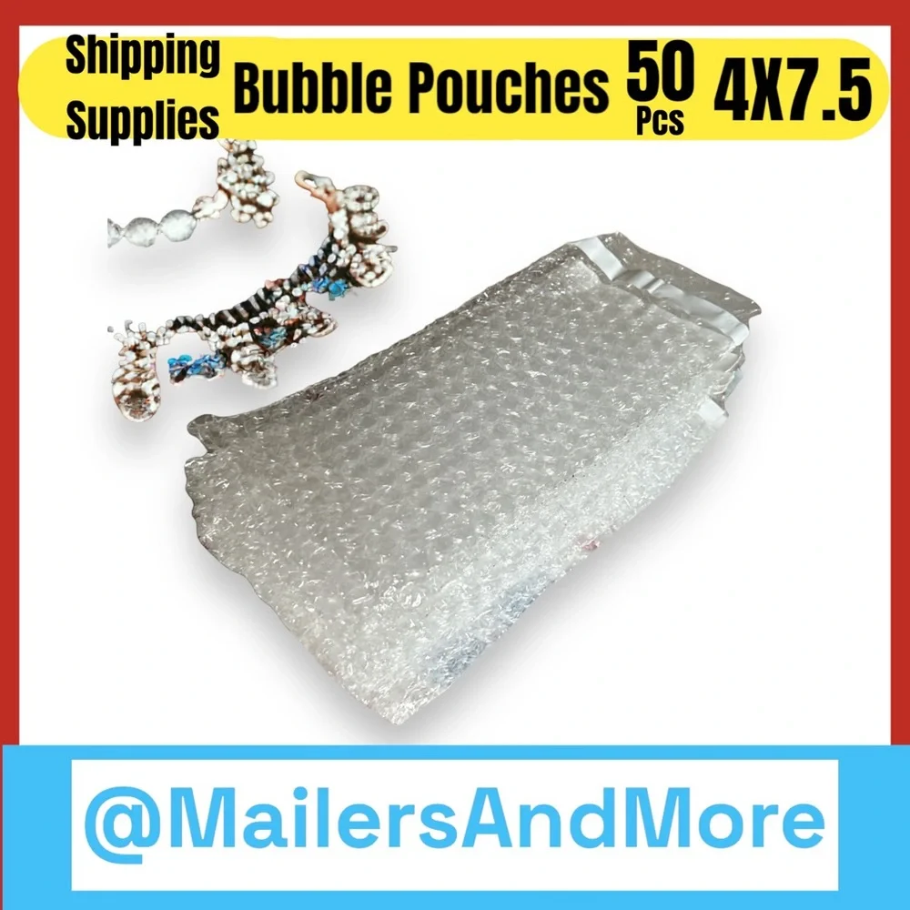 50 PCS Self-Seal Bubble Pouches 4 x 7 1/2″ 3/16″